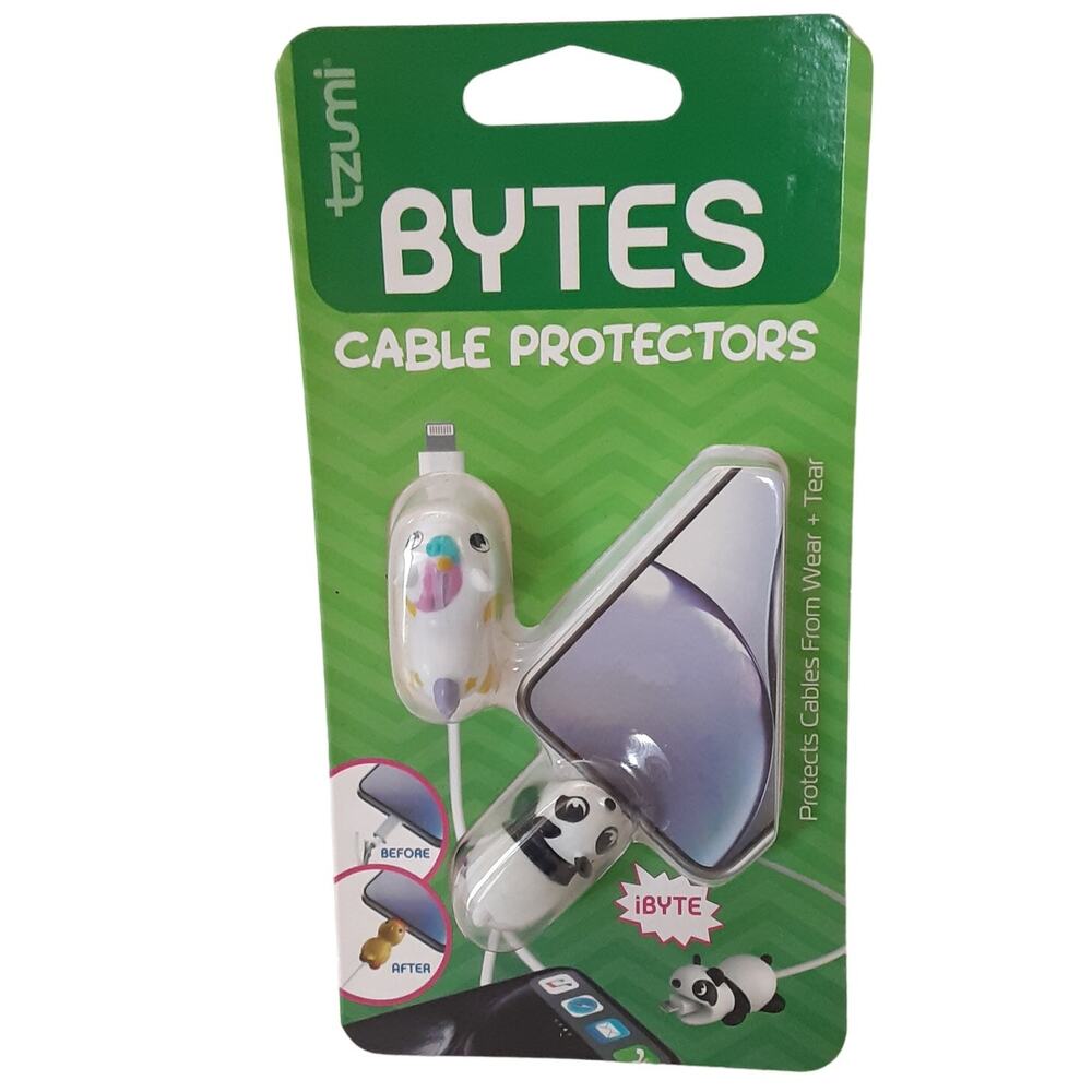 Tzumi Bytes Cable Protectors Rubber Panda & Unicorn 2pk Travel Protection